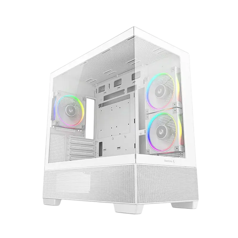 Case mATX Deepcool CG380, w/o PSU, 3x120mm, Front&Side TG, 2xUSB3.0, 1xUSB-C, 3x2.5", 2x3.5", White