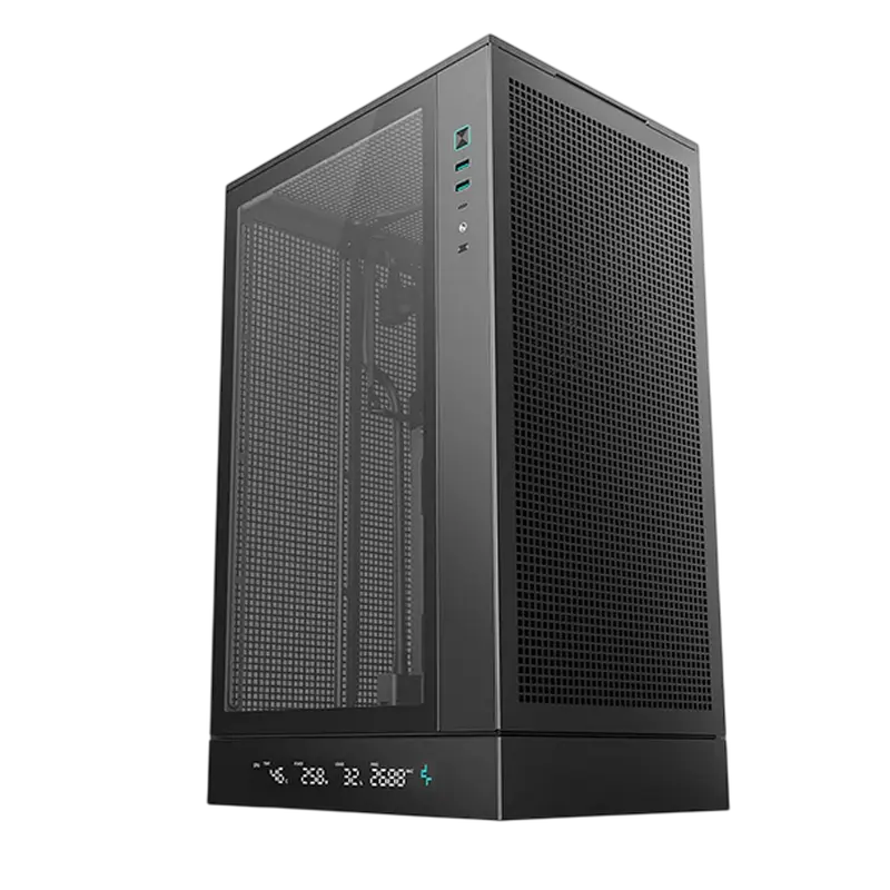 Case mATX Deepcool CH270 Digital, w/o PSU, No fans, TG, 2xUSB3.0, 1xUSB-C, 1x2.5", 1x3.5", Black