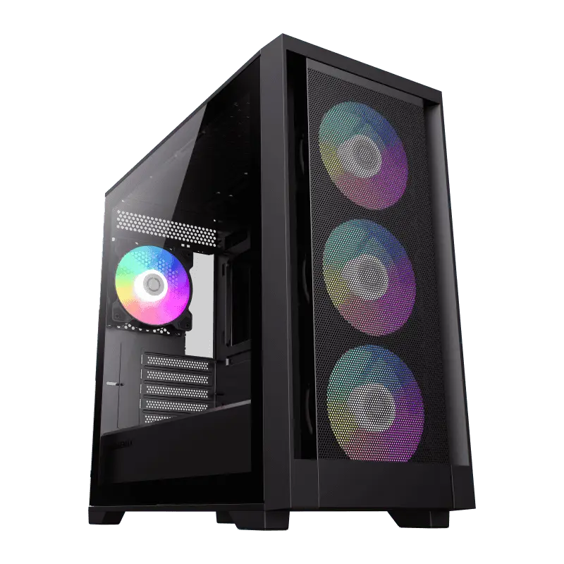 Case mATX GAMEMAX Defender MB, w/o PSU, 0.6mm, 4x120mm ARGB fans, ARGB Hub, Front Mesh, TG, 1xUSB3.0