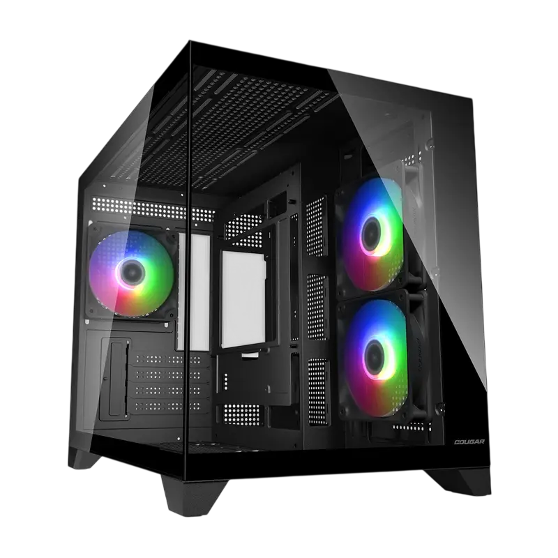Case mATX Cougar FV150 Mini RGB w/o PSU, 2x120revers, 1x120rear, TG: Front&Side, 2xUSB3.0, 1xUSB-C