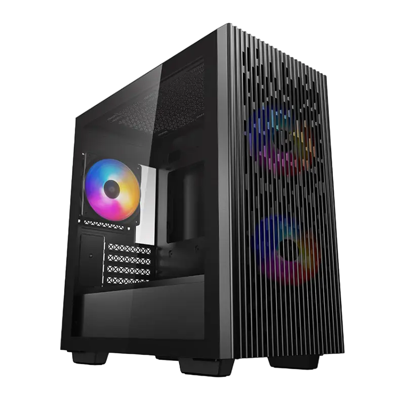 Case mATX Deepcool MATREXX 40 3FS, w/o PSU, 3x120mm tri-color LED, USB3.0, USB2.0, Front Mesh, Temp