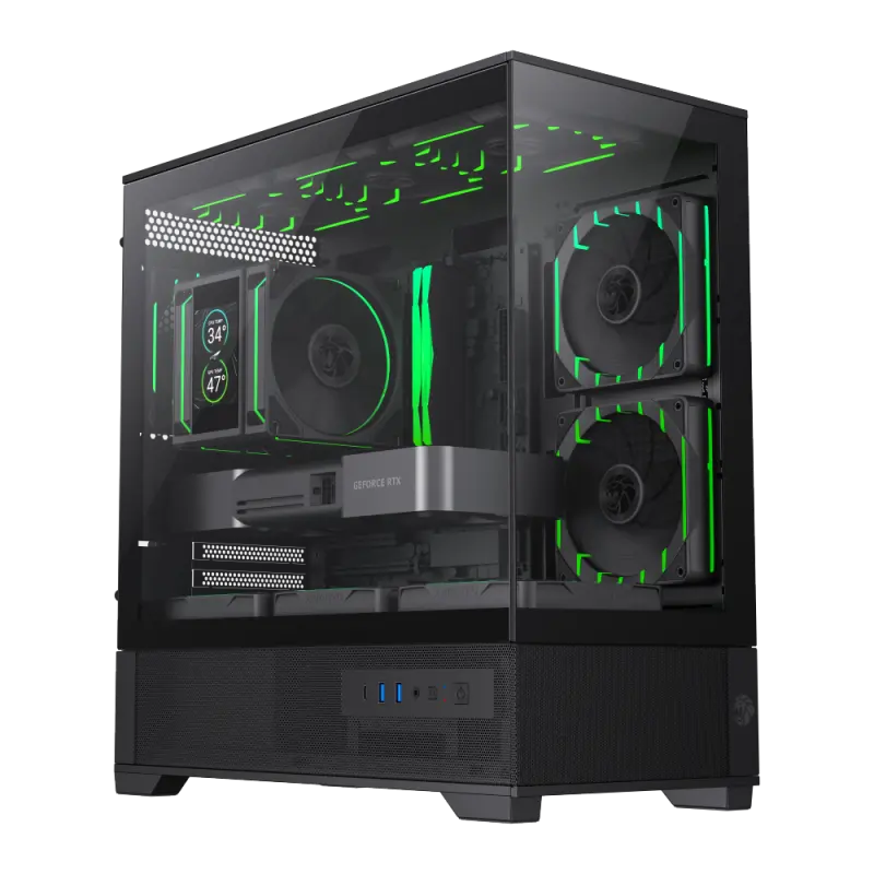 Case mATX GAMEMAX VISTA 2 MB, w/o PSU, 0.6mm, 3*120 ARGB PWM,Front&Side Tempered Glass 270- degree