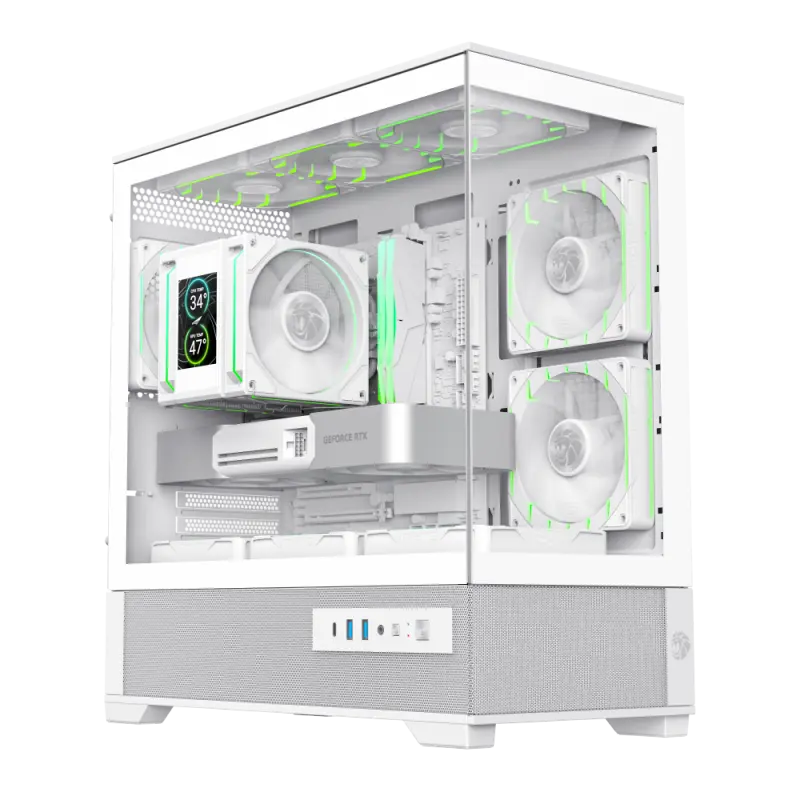 Case mATX GAMEMAX VISTA 2 MW, w/o PSU, 0.6mm, 3*120 ARGB PWM,Front&Side Tempered Glass 270- degree