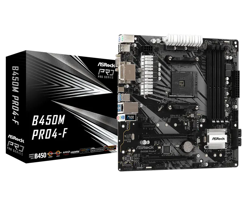 MB AM4 ASRock B450M PRO4-F mATX