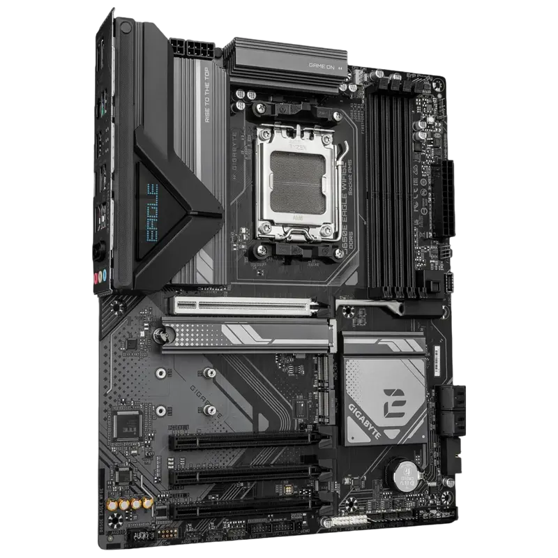 Placă de bază Gigabyte B650E EAGLE WF6E, socket AM5, ATX, vedere laterală