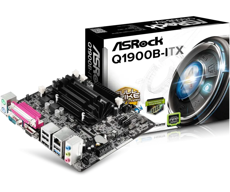 MB ASRock Q1900B-ITX (Quad-Core Celeron J1900/2xDDR3 SO-DIMM/2xSATA2, COM Port/LPT Port, Mini-ITX)