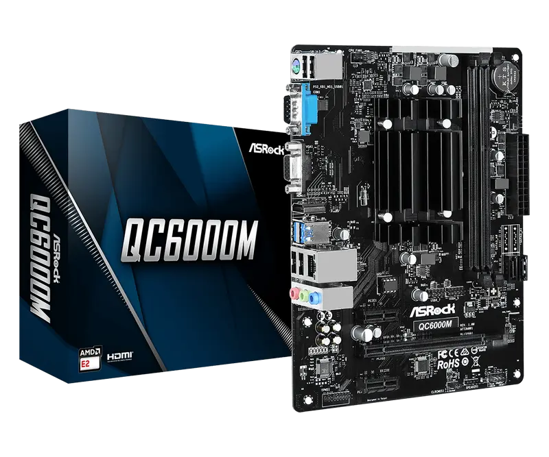 MB ASRock QC6000M (Quad-Core AMD E2-6110/2xDDR3/2xSATA2/Com, mATX)