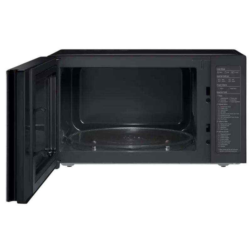 Cuptor cu microunde LG MH6565DPR 25L cu grill, 1000W, negru, vedere posterioară