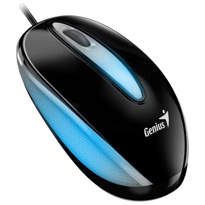 Mouse Genius DX-Mini, 1000 dpi, 3 buttons, Ambidextrous, 65g, 1.5m, Backlight, Black, USB