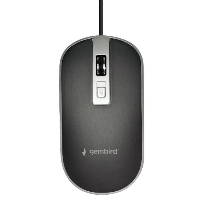 Mouse Gembird MUS-4B-06-BS, 800-1200 dpi, 4 buttons, Ambidextrous, 1.35m, Black/Silver, USB