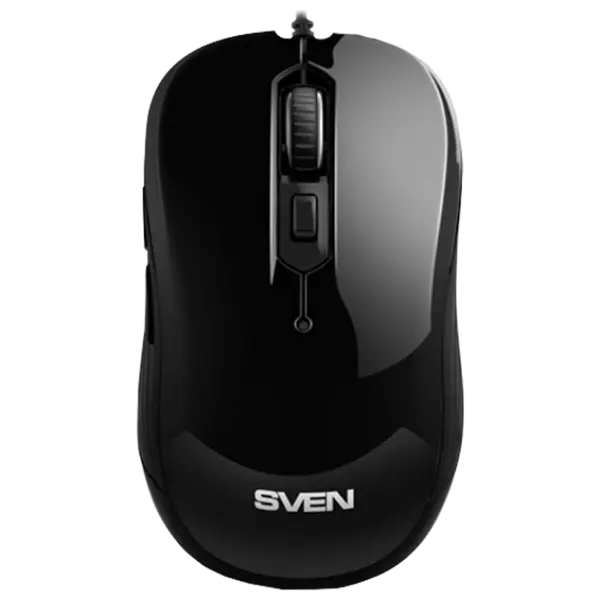 Mouse SVEN RX-520S, 800-3200 dpi, 6 buttons, Ambidextrous, Silent, 83g., 1.5m, USB, Black