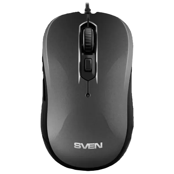 Mouse SVEN RX-520S, 800-3200 dpi, 6 buttons, Ambidextrous, Silent, 83g., 1.5m, USB, Gray