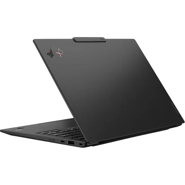 Laptop Lenovo ThinkPad X1 Carbon Gen 14, 14 inch, Core Ultra 7 355, 32 GB, 1 TB, Windows 11, Negru, vedere posterioară