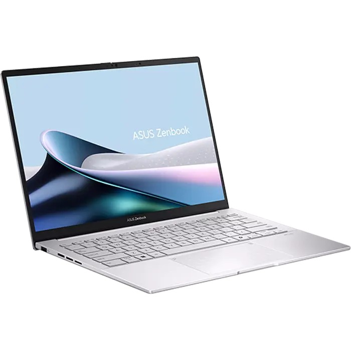 Laptop ASUS Zenbook 14 UX3405CA 14 inch Core Ultra 5 225H 16/512 GB Windows 11 Argintiu, vedere laterală