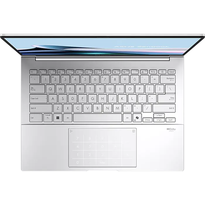Laptop ASUS Zenbook 14 UX3405CA 14 inch Core Ultra 5 225H 16/512 GB Windows 11 Argintiu, vedere posterioară