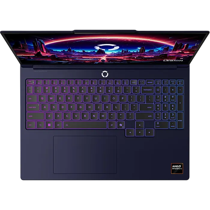 Laptop gaming Lenovo Legion 7 16AGP11 16 inch, Ryzen AI 9 HX 470, 32 GB, 1 TB, RTX 5070 12 GB, Negru, vedere laterală