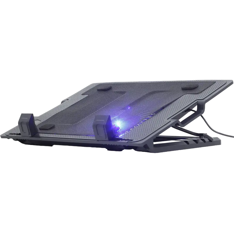 Notebook Cooling Pad Gembird NBS-1F17T-01, up to 17'', 1x150 mm fan, Adjustable angle, LED light