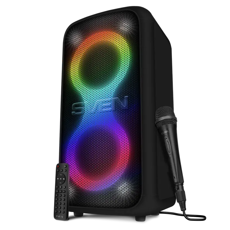 Partybox SVEN "PS-1000" 180W, TWS, Bluetooth, FM, USB,LED-display, 8000mA*h, Black