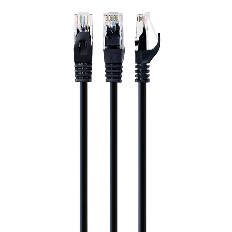 Patch Cord Cat.6U 1m, Black, PP6U-1M/BK, Cablexpert, Stranded Unshielded