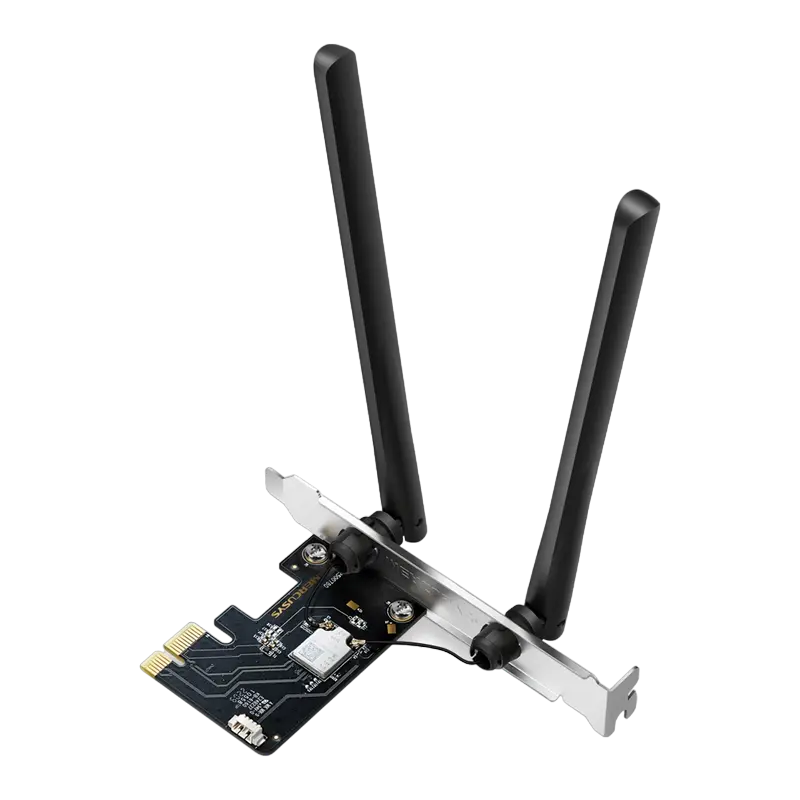 PCIe Wi-Fi 6E Tri-Band LAN/Bluetooth 5.2 Adapter Mercusys "MA86XE", AXE5400, OFDMA