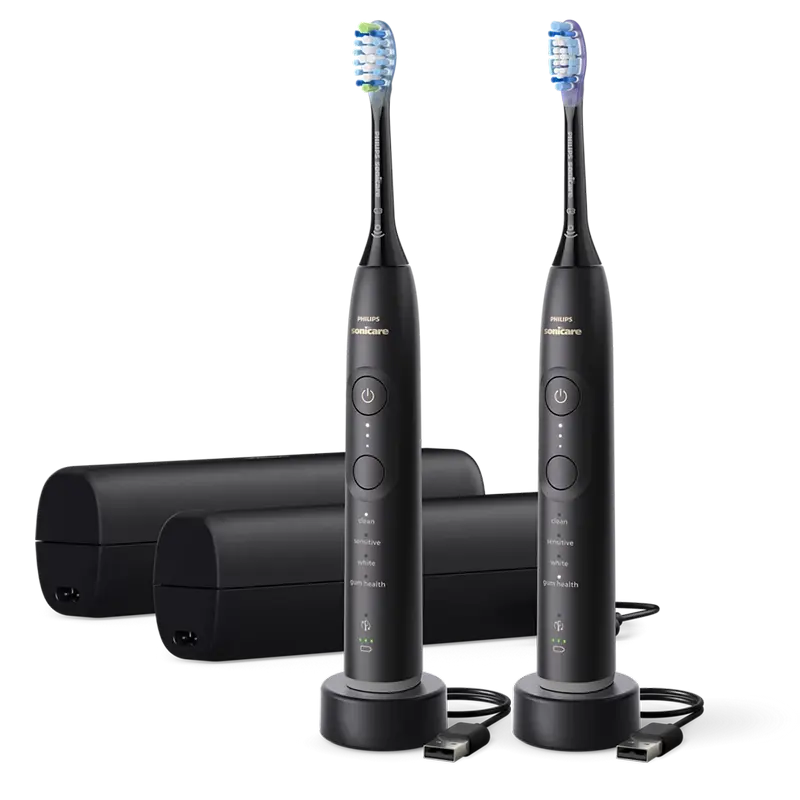 Set două periuțe de dinți electrice sonice Philips Sonicare HX7429 negre pentru cuplu