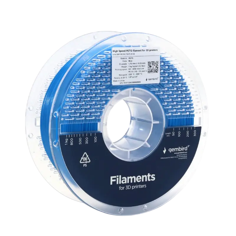 PETG 1.75 mm, High Speed Filament Gembird Blue, 1 kg, 3DP-PETG1.75HY-01-B