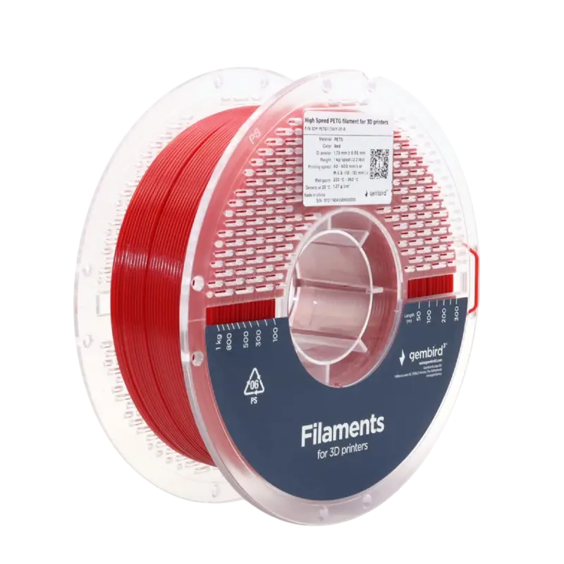 PETG 1.75 mm, High Speed Filament Gembird Red, 1 kg, 3DP-PETG1.75HY-01-R