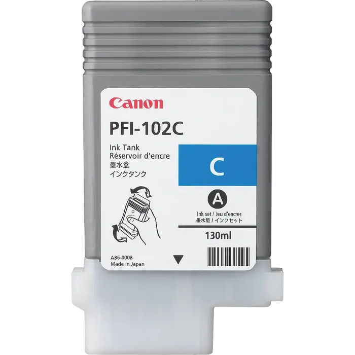 Canon Ink Cartridge PFI-102C cyan,130ml for iPF765,760,755,750,720,710,700,655,650,610,605