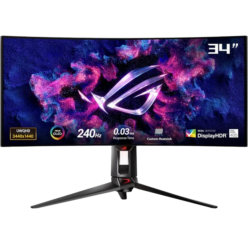 34" ASUS ROG Swift PG34WCDM,Black,OLED,3440x1440,240Hz,G-Sync,0.03msGTG,1300cd,HDR400,HDMI+DP+USB+Ty