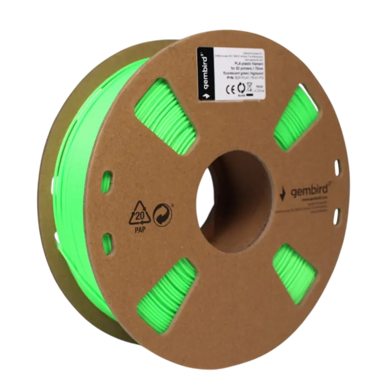 PLA 1.75 mm, Flame-bright Green Filament, 1 kg, Gembird, 3DP-PLA1.75-01-FG