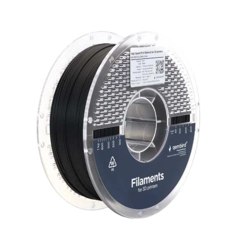 PLA 1.75 mm High Speed Filament Black, 1 kg, Gembird, 3DP-PLA1.75HY-01-BK
