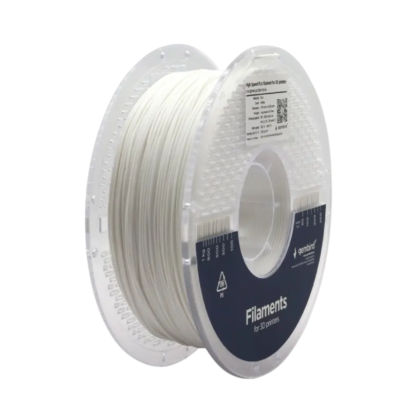 PLA 1.75 mm High Speed Filament White, 1 kg, Gembird, 3DP-PLA1.75HY-01-W