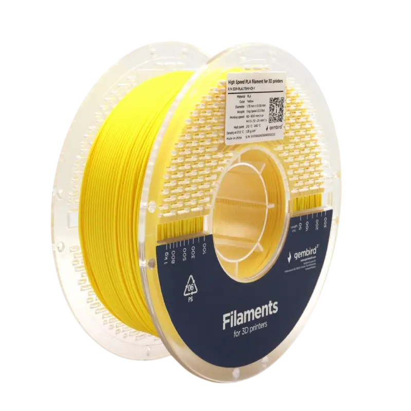 PLA 1.75 mm High Speed Filament Yellow, 1 kg, Gembird, 3DP-PLA1.75HY-01-Y