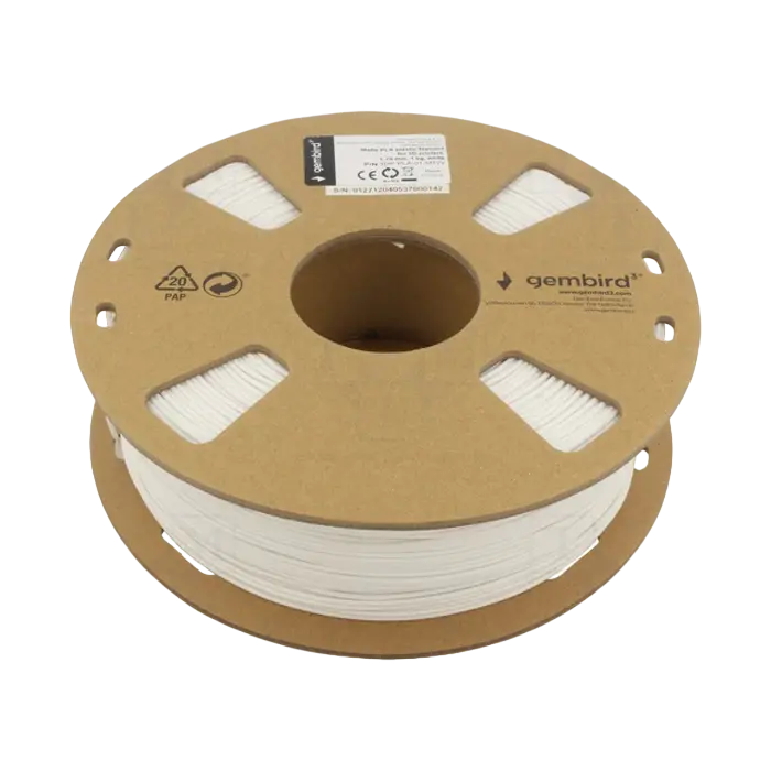 PLA 1.75 mm, Matte White Filament, 1 kg, Gembird 3DP-PLA-01-MTW