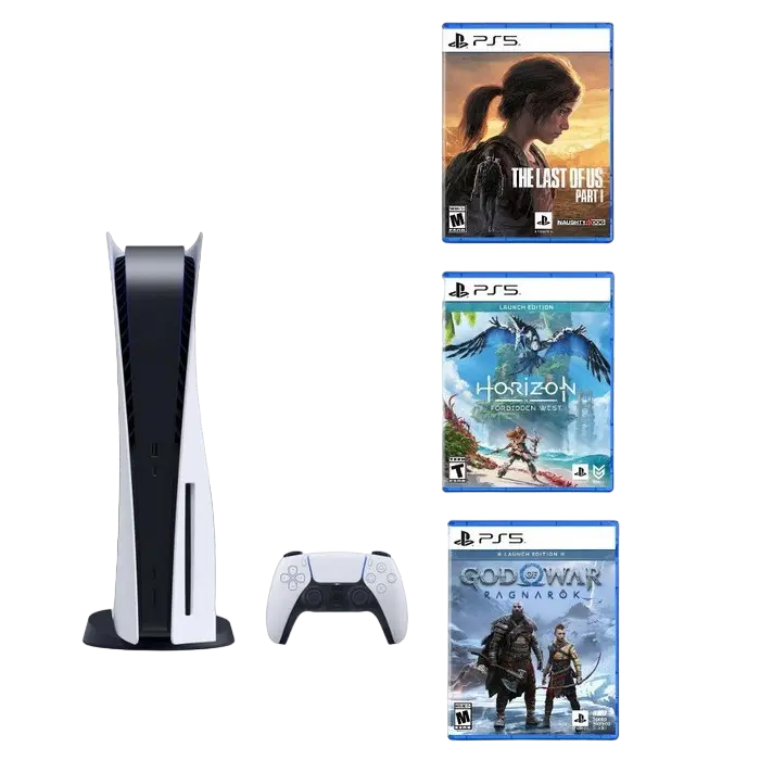 SONY PlayStation 5 + GoW Ragnarok(Voucher) + Dualsense + PS5 Horizon II + PS5 Last of Us RMK