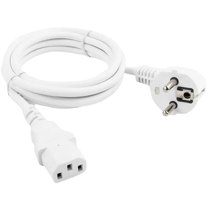 Power Cord PC-220V 1.8m Euro Plug WHITE, Cablexpert, 10A, PC-186W-VDE