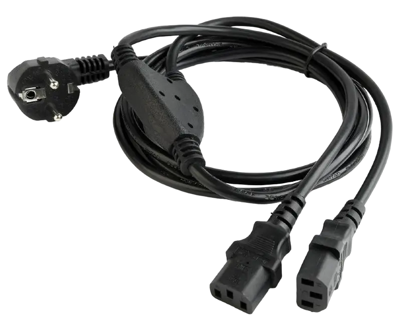 Power Cord PC-220V 2m Euro Plug, Y-cord 1.55m+Y neck 0.45m+0.45m, Cablexpert, PC-186-ML6