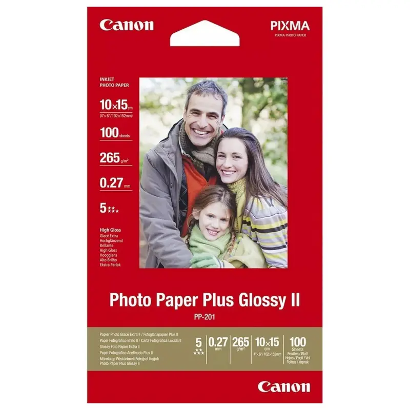 Canon Paper PP-201 Glossy II Paper Plus, 4X6", 100 Sheets
