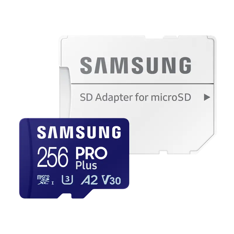 .256GB MicroSD (Class 10) UHS-I (U3) +SD adapter, Samsung PRO Plus "MB-MD256SA" (R/W:180/130MB/s)