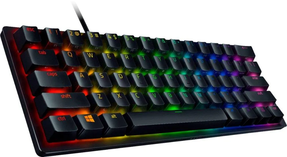RAZER Huntsman Mini Gaming Keyboard, 60% Form Factor, Clicky Optical Switch - Red, Doubleshot PBT Keycaps With Side-Printed Secondary Functions- RU Layout, vedere alternativă