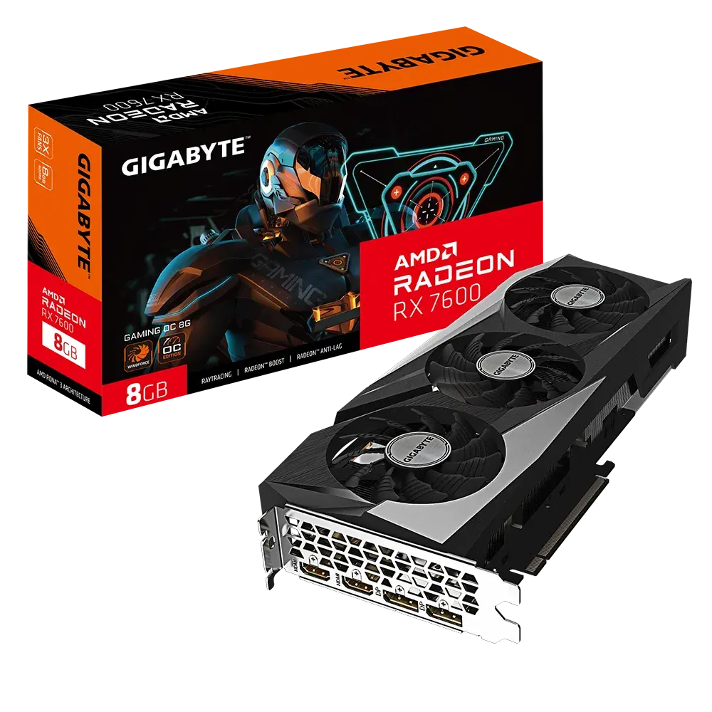 VGA Gigabyte Radeon RX 7600 8GB GDDR6 Gaming OC (GV-R76GAMING OC-8GD)
