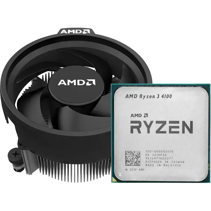 CPU AMD Ryzen 3 4100 (3.8-4.0GHz, 4C/8T, L2 2MB, L3 4MB, 7nm, 65W), Socket AM4, OEM+Cooler