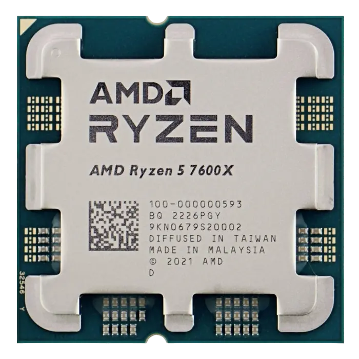 CPU AMD Ryzen 5 7600X (4.7-5.3GHz, 6C/12T, L2 6MB, L3 32MB, 5nm, 105W), Socket AM5, Tray