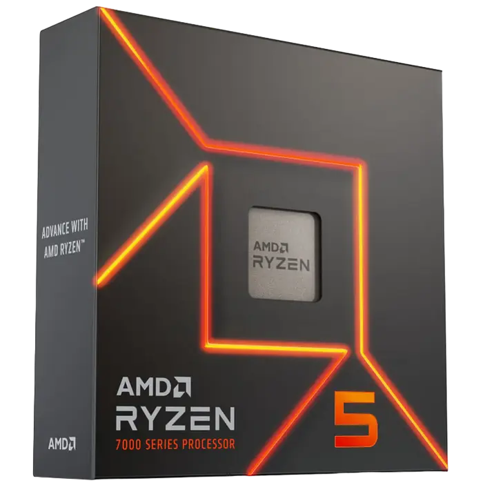 CPU AMD Ryzen 5 7600X (4.7-5.3GHz, 6C/12T, L2 6MB, L3 32MB, 5nm, 105W), Socket AM5, Rtl