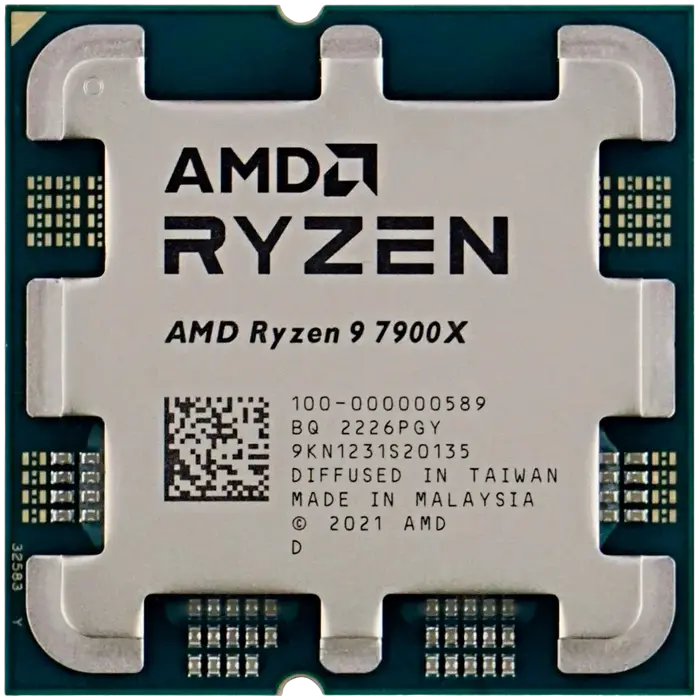 CPU AMD Ryzen 9 7900X (4.7-5.6GHz, 12C/24T, L2 12MB, L3 64MB, 5nm, 170W), Socket AM5, Tray