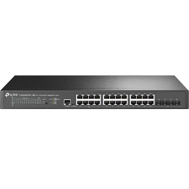 Switch administrabil TP-Link Omada SG3428XPP-M2 cu 24 porturi 2.5G PoE++ și 4 porturi 10G