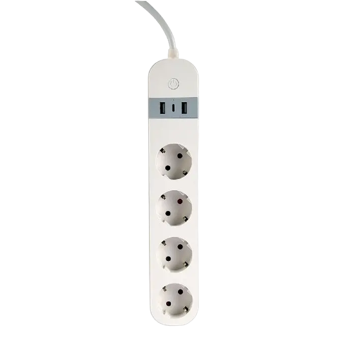 Smart power strip Gembird TSL-PS-S4U-01-W, 4 sockets, 1.5 m, with USB charger 2x USB Type-A, 1x USB