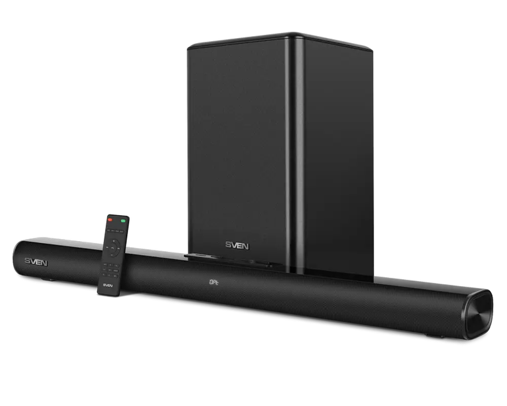 Soundbar SVEN SB-2200D, Black 300W Bluetooth HDMI RC Optical Bluetooth Wireless sub, DolbyDigital