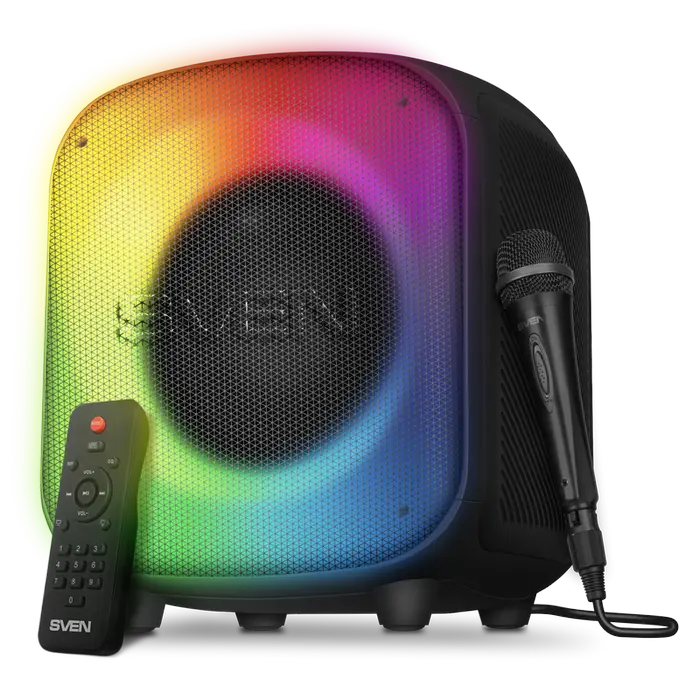 Speaker SVEN PS-555, black (65 W, TWS, Bluetooth, USB, microSD, RC, 4000mA*h)