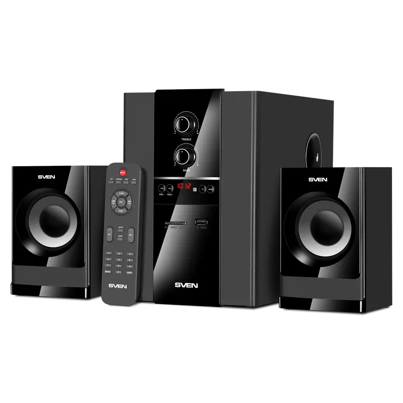 Speakers SVEN "MS-1821" Bluetooth, FM, USB/SD, Display, RC, Black, 44w / 20w + 2x12w / 2.1